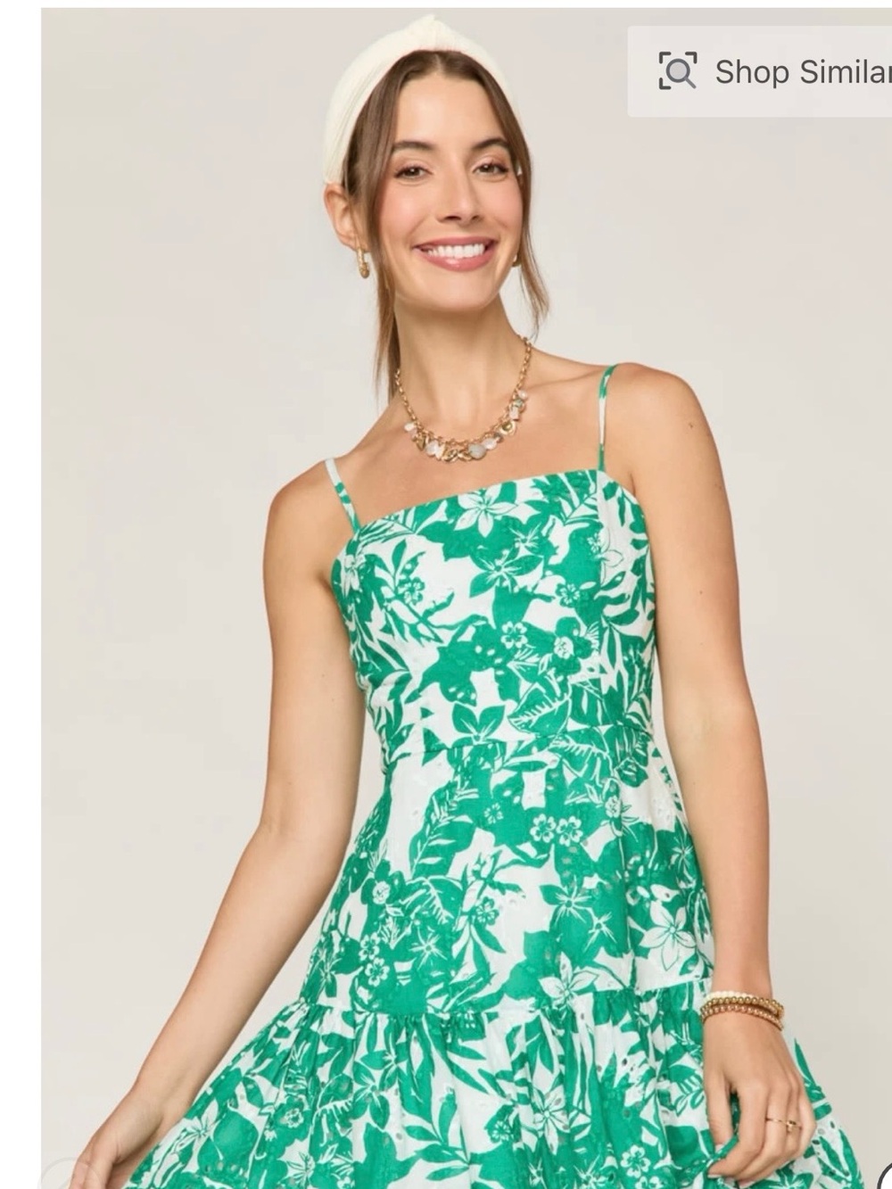 Francesca's Collections Green Floral Spaghetti Strap Camisole